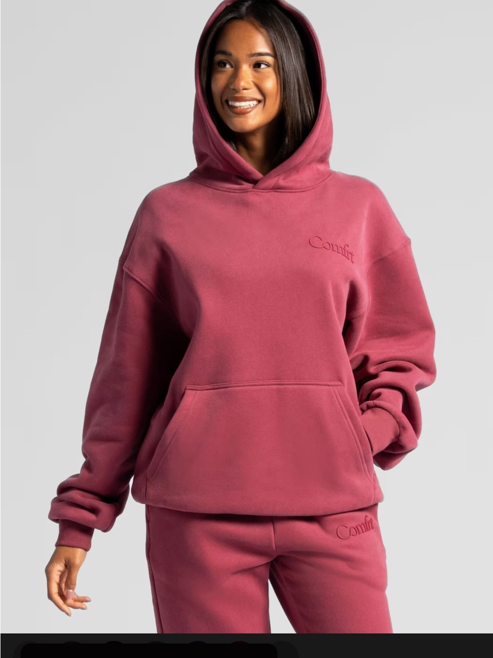 Comfort Embroidered Hoodie - Rose